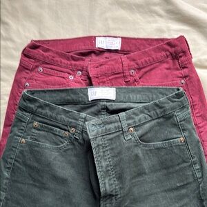 Lot of 2 Gap corduroy Vintage Slim HR size 14T/32.  Green and cranberry.